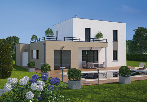 plan maison moderne avec terrasse