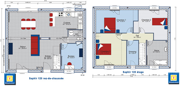 plan maison etage 120m2