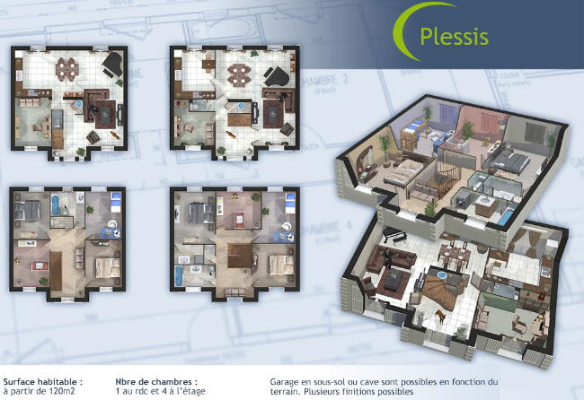 plan de maison 1er etage 3d