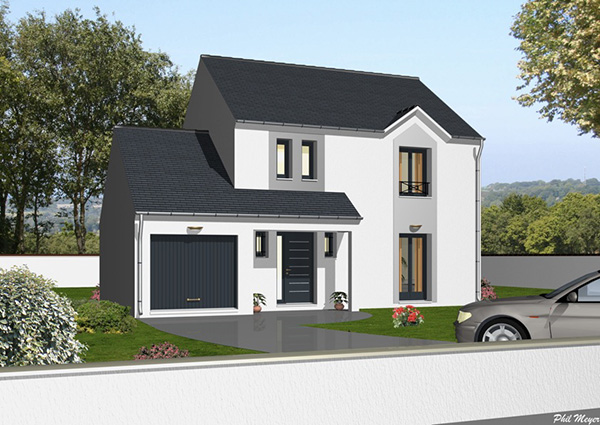 plan de maison r+1 avec garage